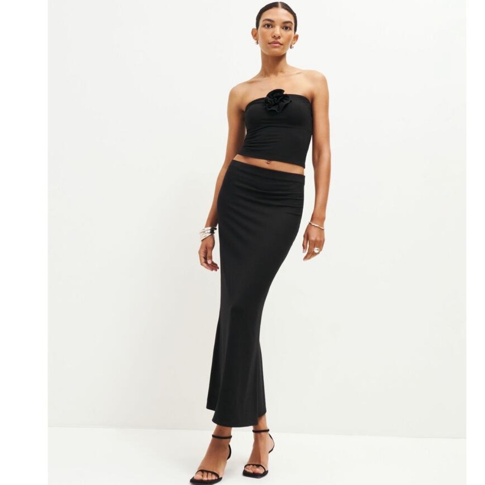 Reformation Black Strapless Maxi Skirt